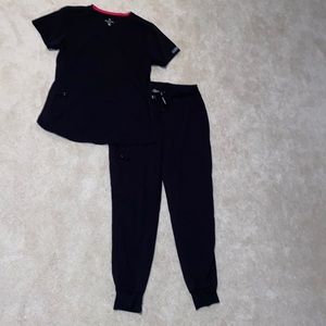 Black Med Couture jogger scrub set